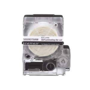 Casete de 200 Etiquetas Autolaminadas de 12.7 x 31.8 mm, para Cables de 3.1 a 7 mm de Diámetro, Área de Impresión Color Blanco