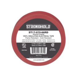 Cinta Eléctrica STRONGHOLD para Aislar, de PVC, Uso General Reparación y Mantenimiento, Grosor de 0.18mm (7 mil), Ancho de 19mm, y 20.12m de Largo, Color Rojo