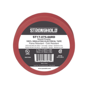 Cinta Eléctrica STRONGHOLD para Aislar, de PVC, Uso General Reparación y Mantenimiento, Grosor de 0.18mm (7 mil), Ancho de 19mm, y 20.12m de Largo, Color Rojo