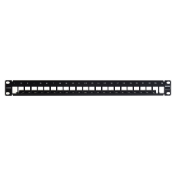 Patch Panel TERA-MAX Blindado de 24 Puertos, Modular (vacío), Plano, Color Negro, 1UR