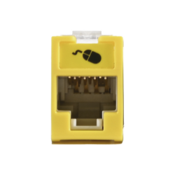Jack UltraMAX Cat5e, UTP, Montaje híbrido en Placa de Pared (Plano y Angulado), Color Amarillo, Punch Down