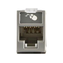 Jack UltraMAX Cat6A, UTP, Montaje híbrido en Placa de Pared (Plano y Angulado), Color Gris, Punch Down