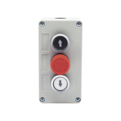 Botonera Triple con Boton de Stop Tipo Enclavado / Para Barreras Vehiculares, Operadores Corredizos y Abatibles.