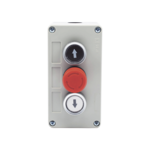 Botonera Triple con Boton de Stop Tipo Enclavado / Para Barreras Vehiculares, Operadores Corredizos y Abatibles.