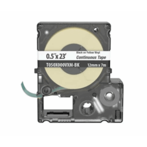 Casete de Etiquetas de Vinilo de Cinta Continua, Color Negro Sobre Amarillo, Uso Interior/Exterior, 9 mm de Ancho x 7 Metros de Largo
