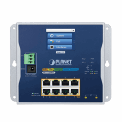 Switch Industrial Flat-Type 8 Puertos Gigabit C/PoE 802.3at, 2 Puertos SFP, LCD