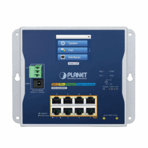 Switch Industrial Flat-Type 8 Puertos Gigabit C/PoE 802.3at, 2 Puertos SFP, LCD