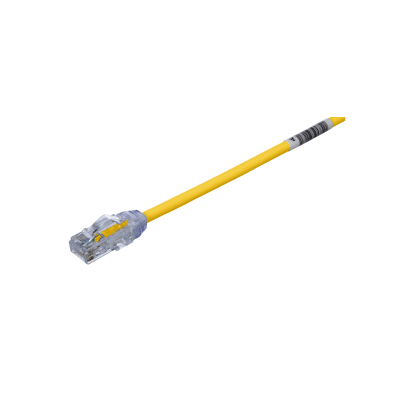 Cable de Parcheo UTP Cat6A, CM/LSZH, Diámetro Reducido (28AWG), Color Amarillo, 15ft